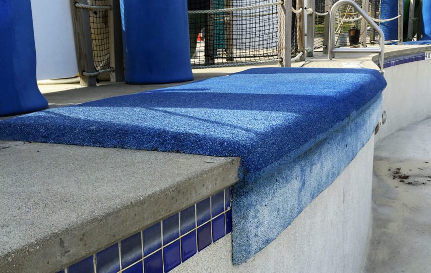 High performing foam-rubber safety surfacing for coping around the edge of your indoor or outdoor pool.