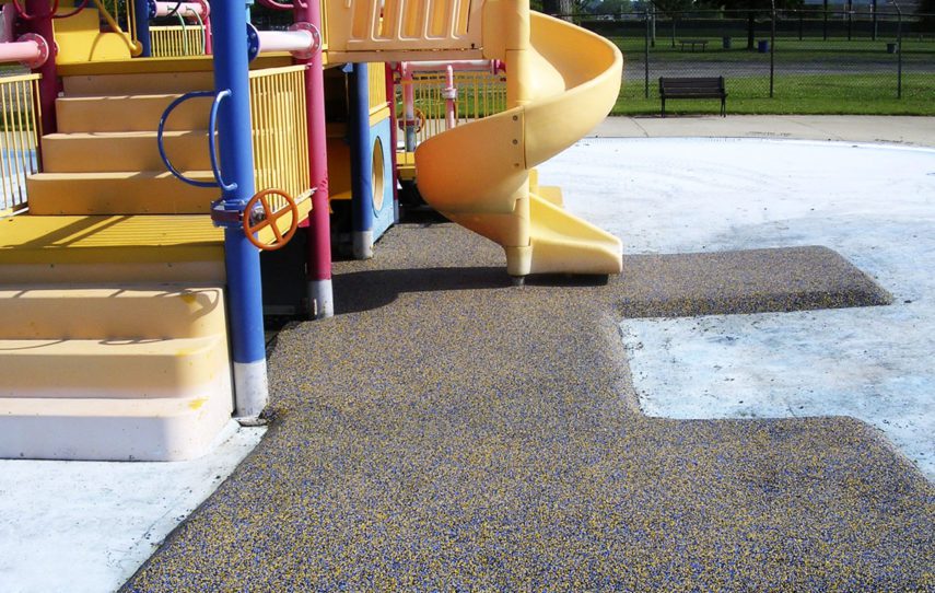 We offer non-slip, chlorine resistant safety surfacing that surrounds your aquatic play structures and attractions.